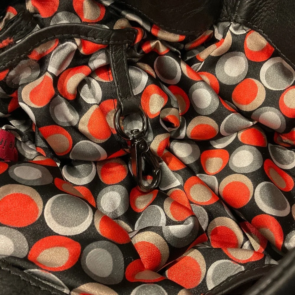 LOCKHEART Rare Black Leather Bag Floral Details